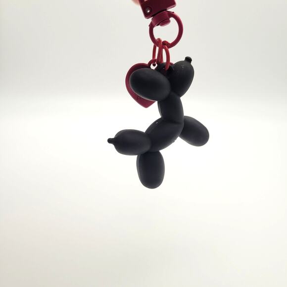Balloon Animal Keychain Matte Black Dog 1.5" Adorable - Picture 2 of 3